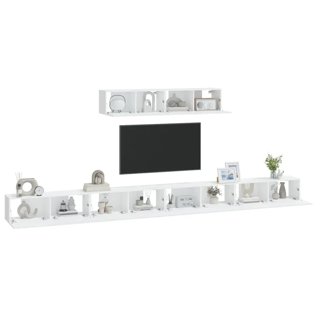 4 Piece TV Cabinet Set White Engineered Wood Price