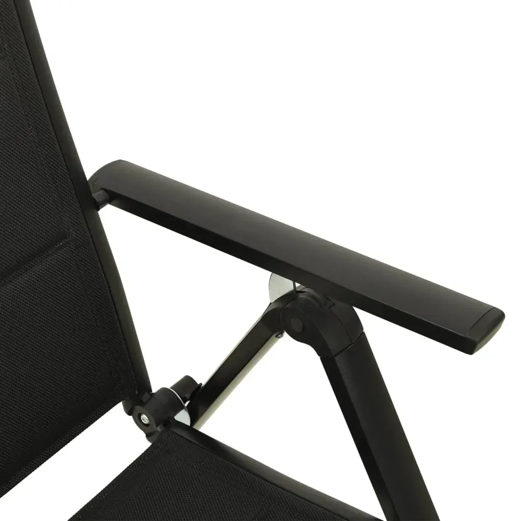 Folding Garden Chairs 2 pcs Textilene and Aluminium Black Price