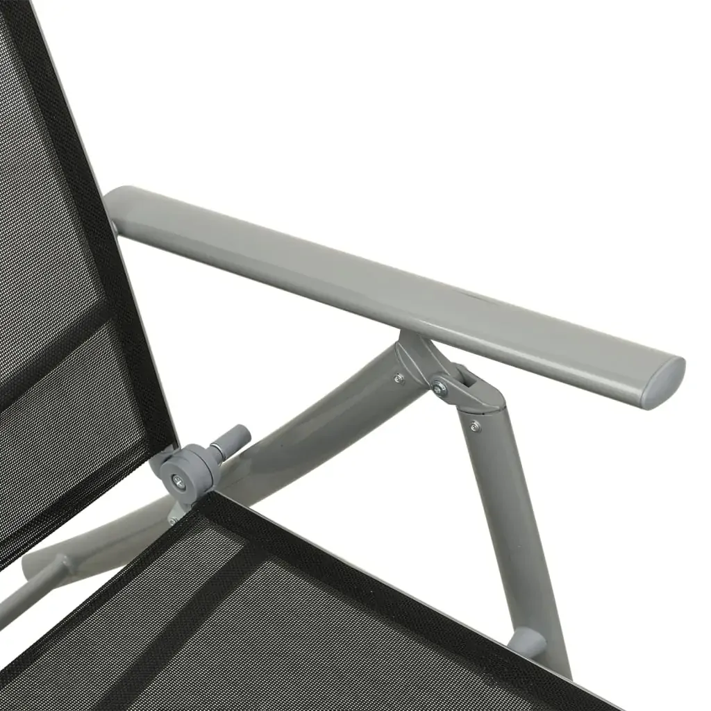 Folding Sun Lounger Textilene and Aluminium Black and Silver Price