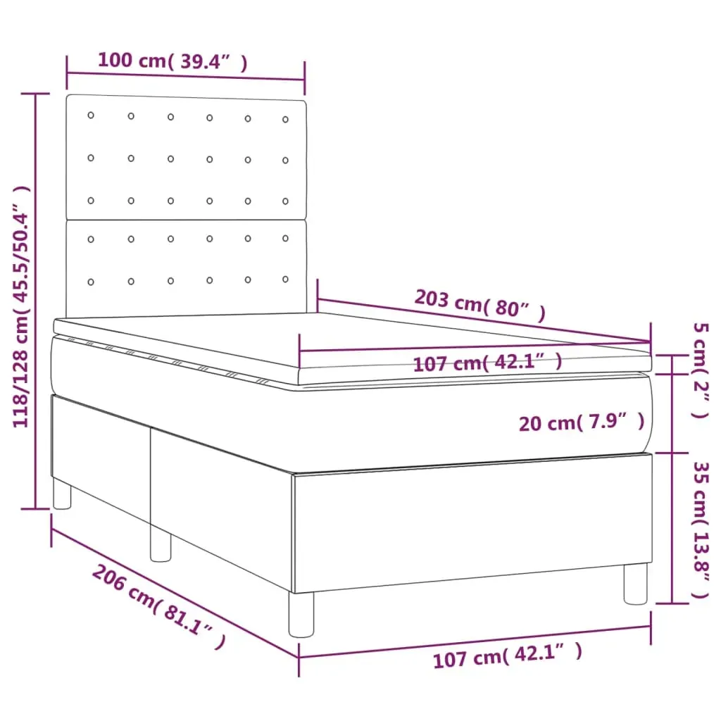 Box Spring Bed with Mattress Black 106x203 cm King Single Size Faux Leather Price