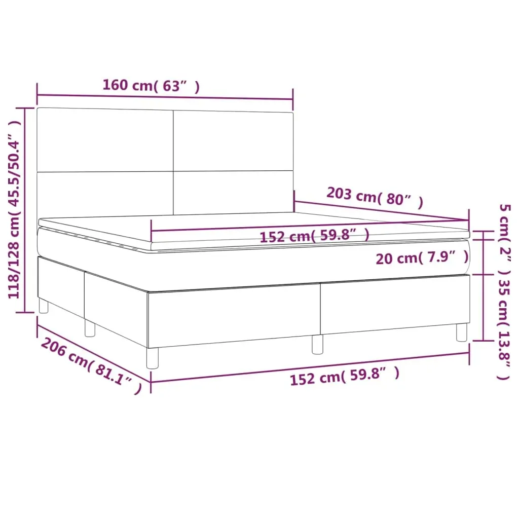 Box Spring Bed with Mattress Dark Grey 153x203 cm Queen Size Velvet Price