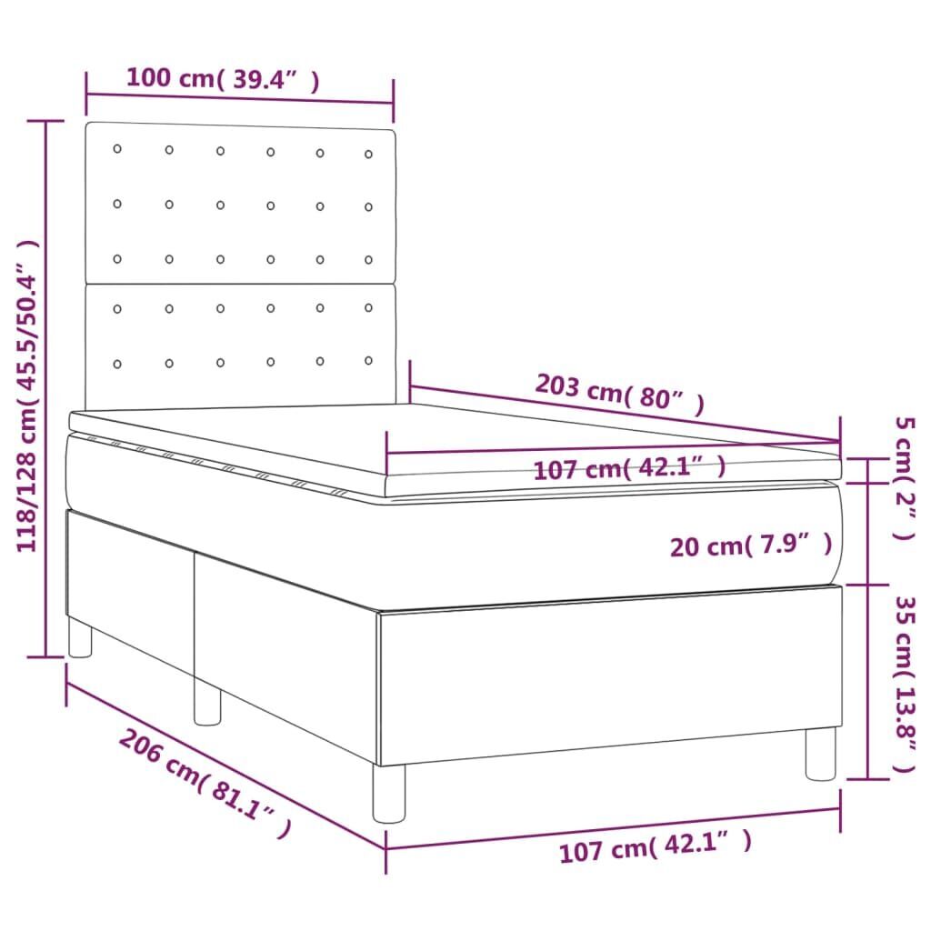 Box Spring Bed with Mattress&LED Black 106x203 cm King Single Size Faux Leather Price