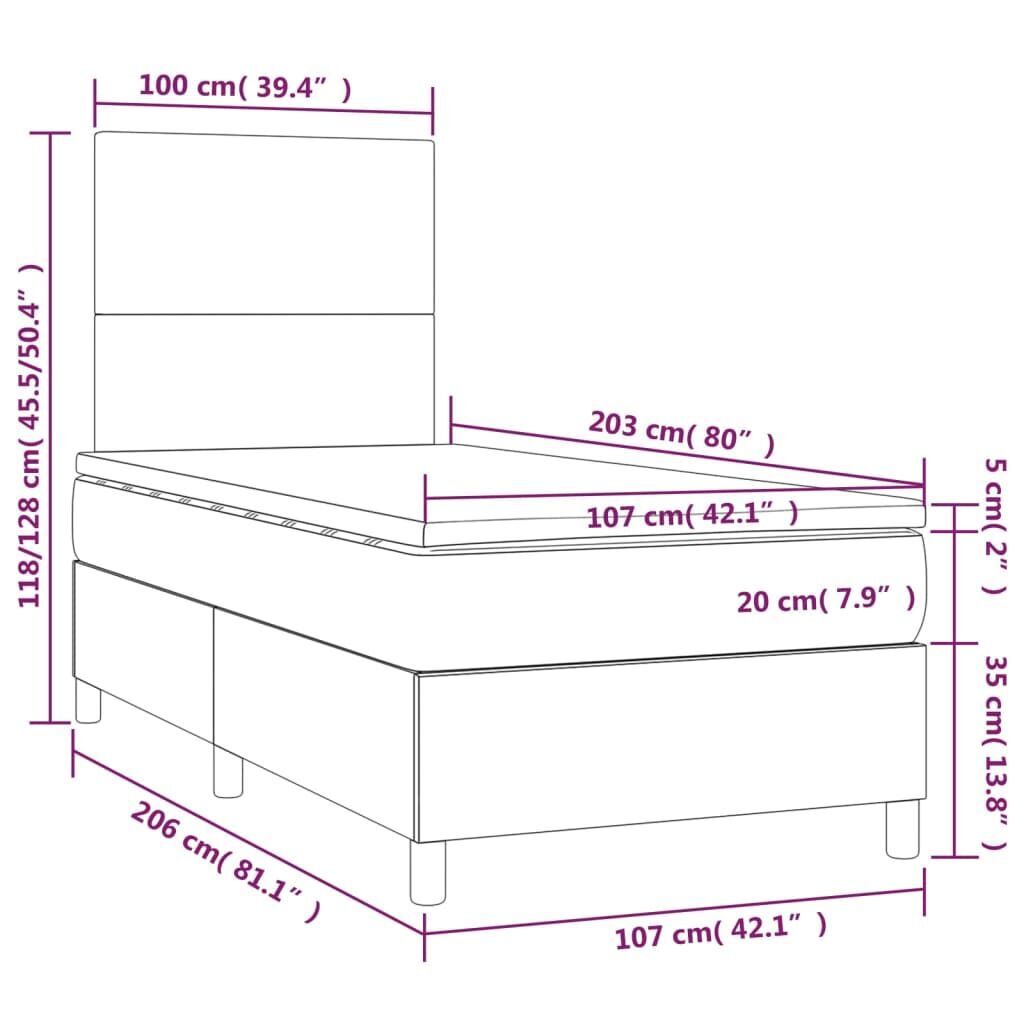 Box Spring Bed with Mattress&LED Dark Grey 106x203 cm King Single Size Velvet Price