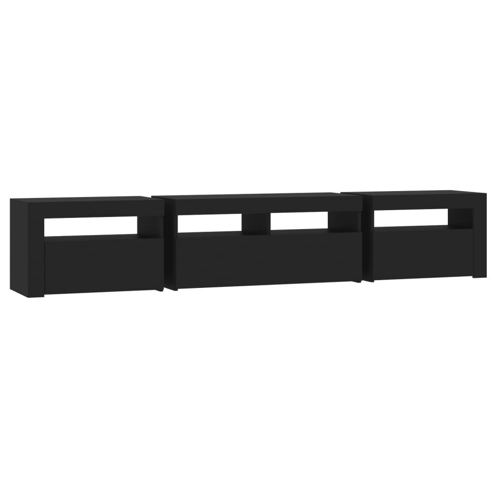 TV Cabinet with LED Lights Black 210x35x40 cm Price