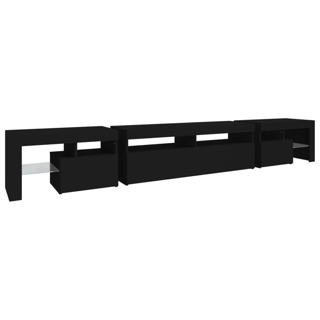 TV Cabinet with LED Lights Black 260x36.5x40 cm Price