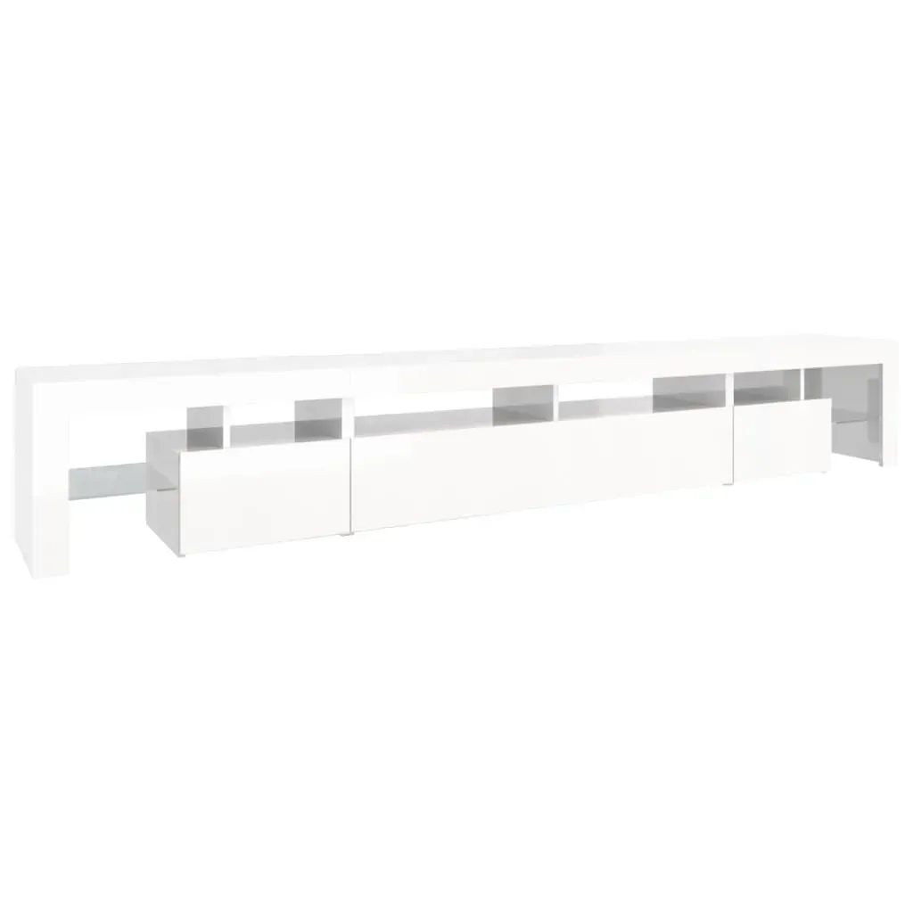 TV Cabinet with LED Lights High Gloss White 260x36.5x40 cm Price