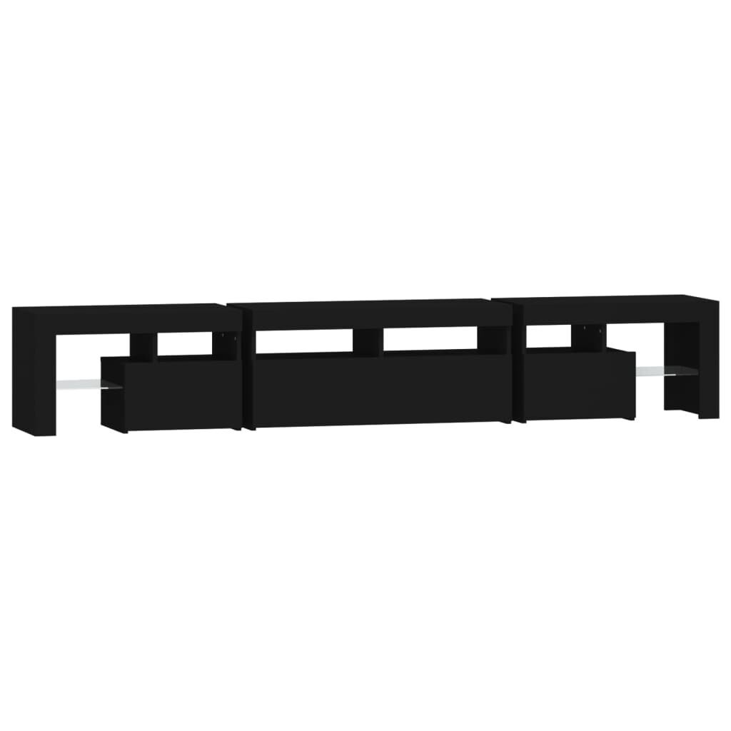 TV Cabinet with LED Lights Black 230x36.5x40 cm Price