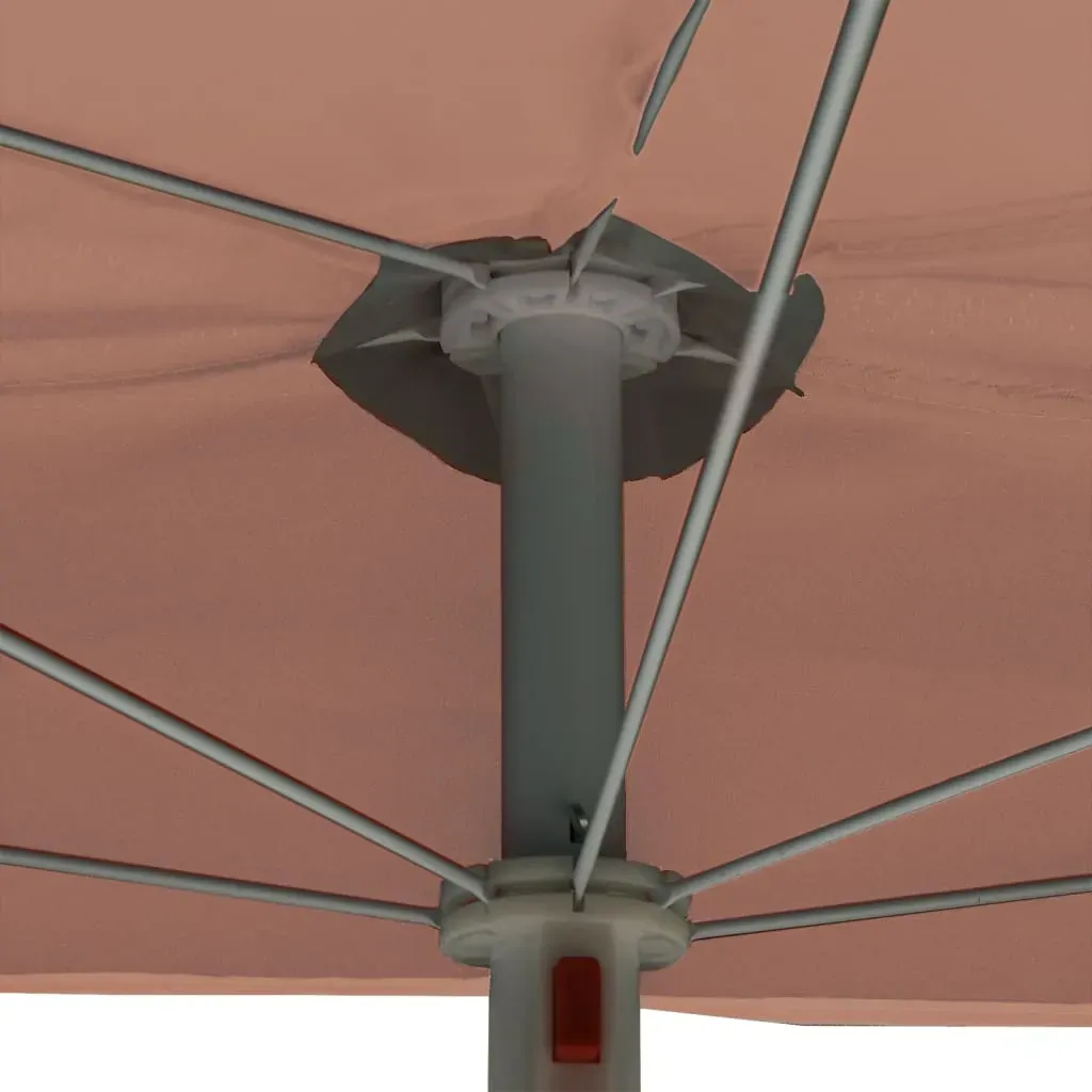 Garden Half Parasol with Pole 180x90 cm Terracotta Price