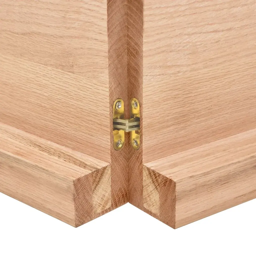Table Top Light Brown 140x50x6 cm Treated Solid Wood Oak Price
