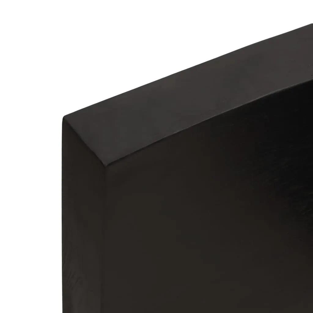 Table Top Dark Brown 100x40x6 cm Treated Solid Wood Oak Price