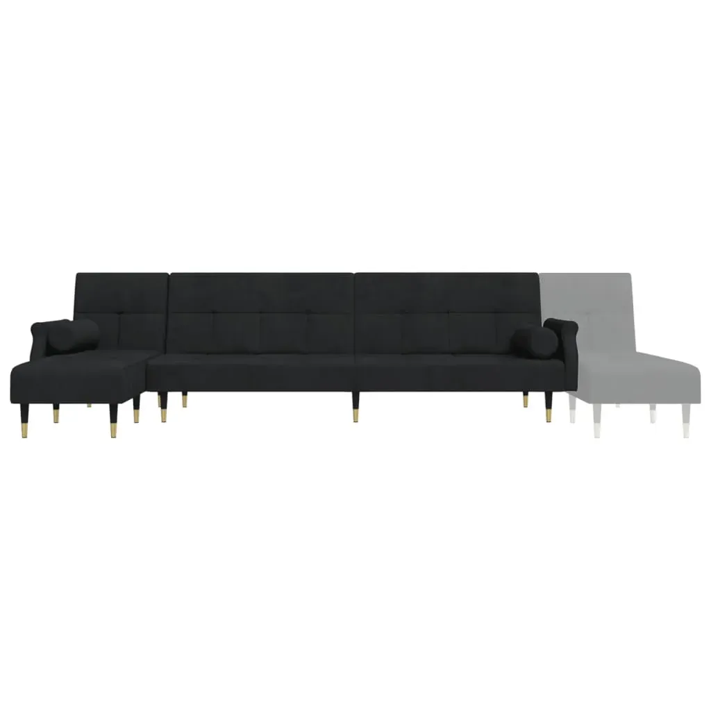 L-shaped Sofa Bed Black 271x140x70 cm Velvet Price