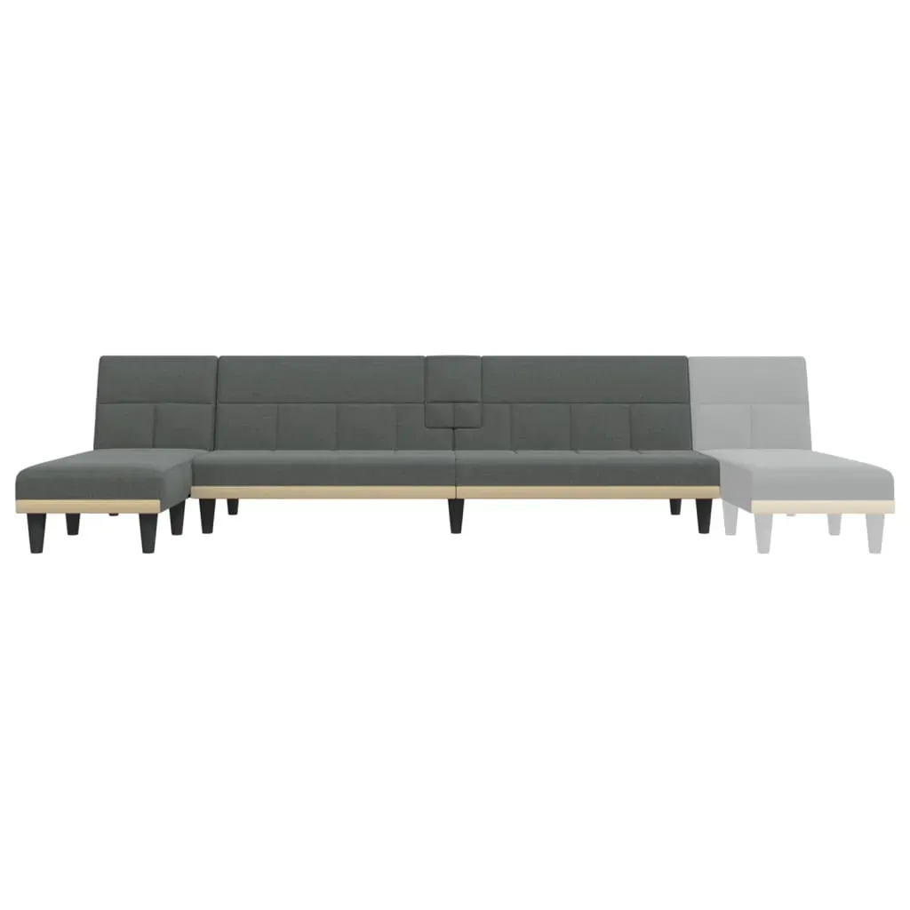 L-shaped Sofa Bed Dark Grey 255x140x70 cm Fabric Price