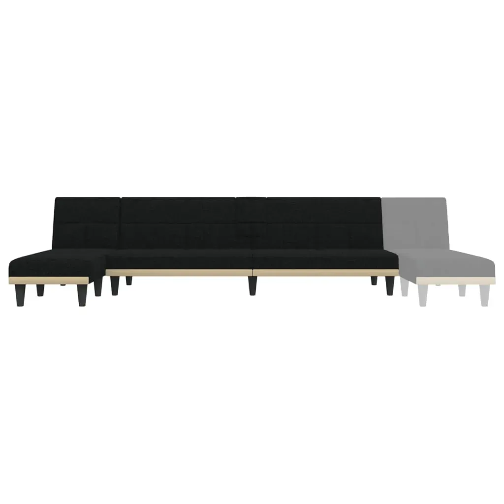 L-shaped Sofa Bed Black 255x140x70 cm Fabric Price