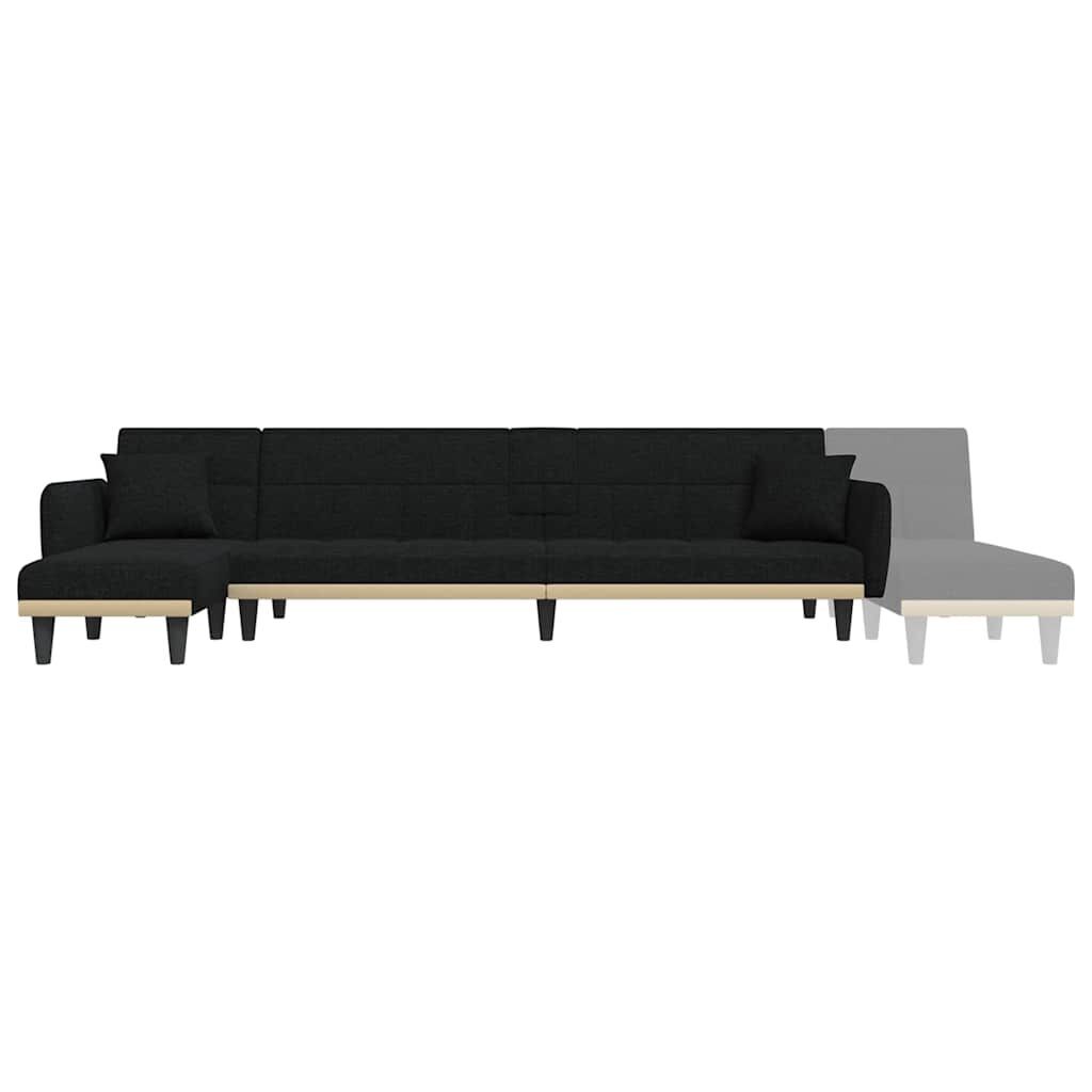 L-shaped Sofa Bed Black 275x140x70 cm Fabric Price