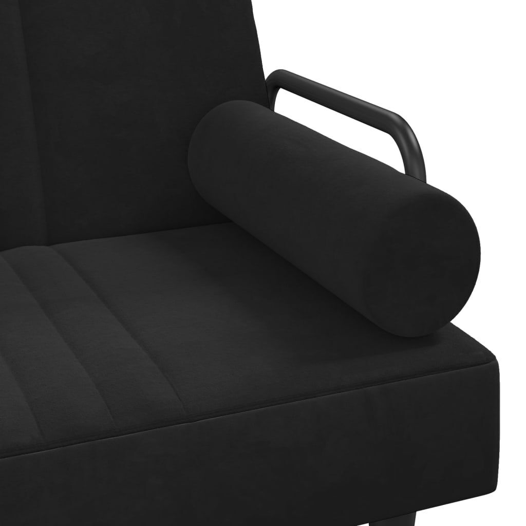 L-shaped Sofa Bed Black 260x140x70 cm Velvet Price