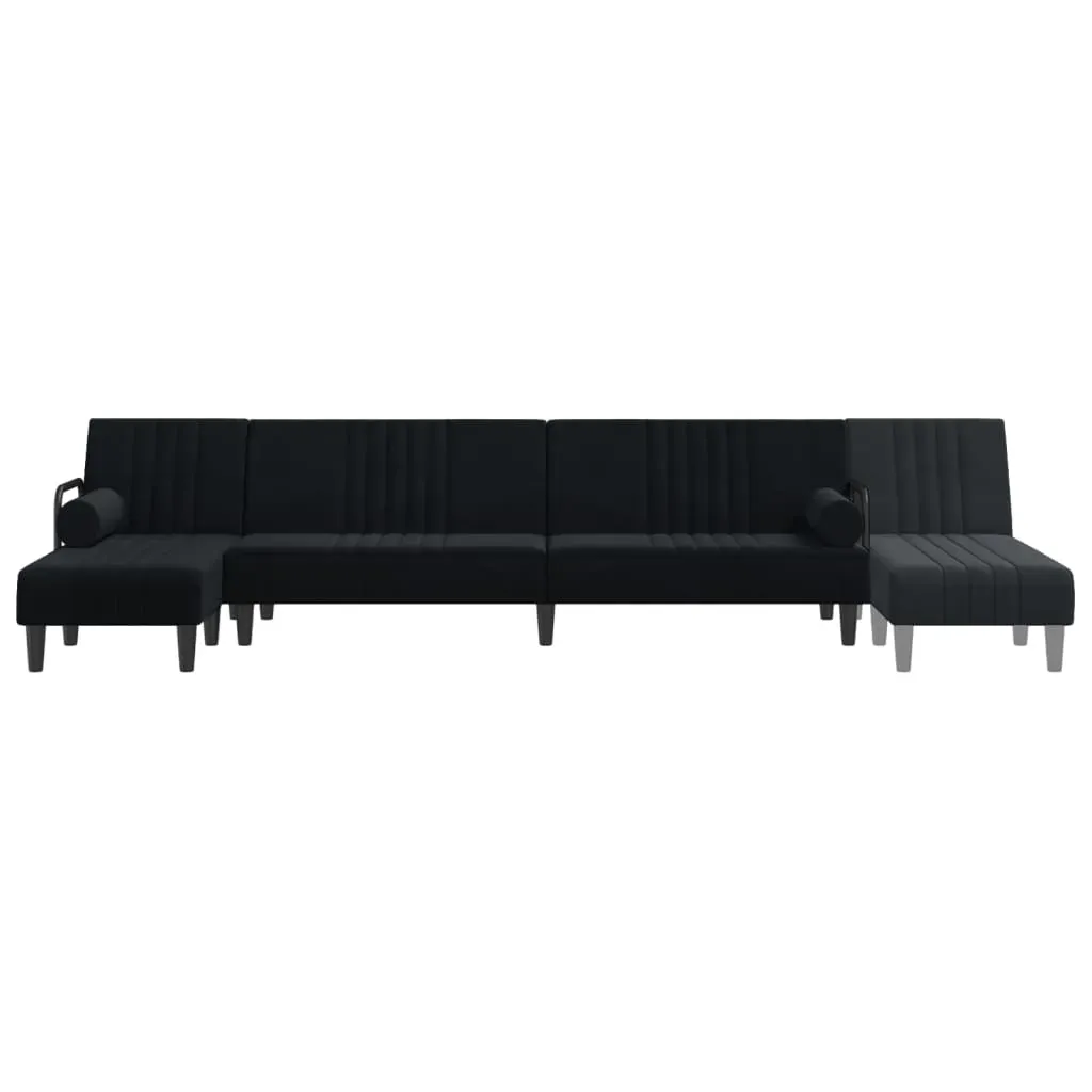 L-shaped Sofa Bed Black 260x140x70 cm Velvet Price