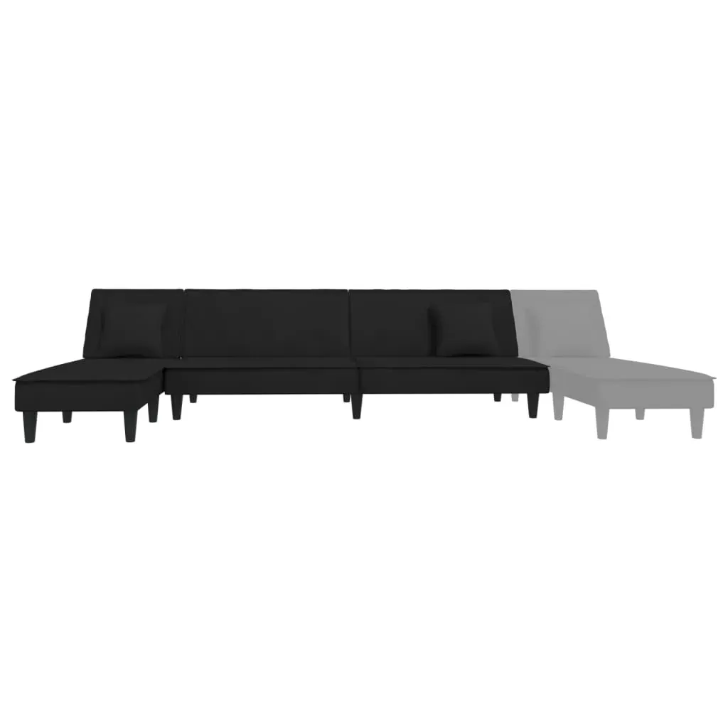 L-shaped Sofa Bed Black 255x140x70 cm Velvet Price