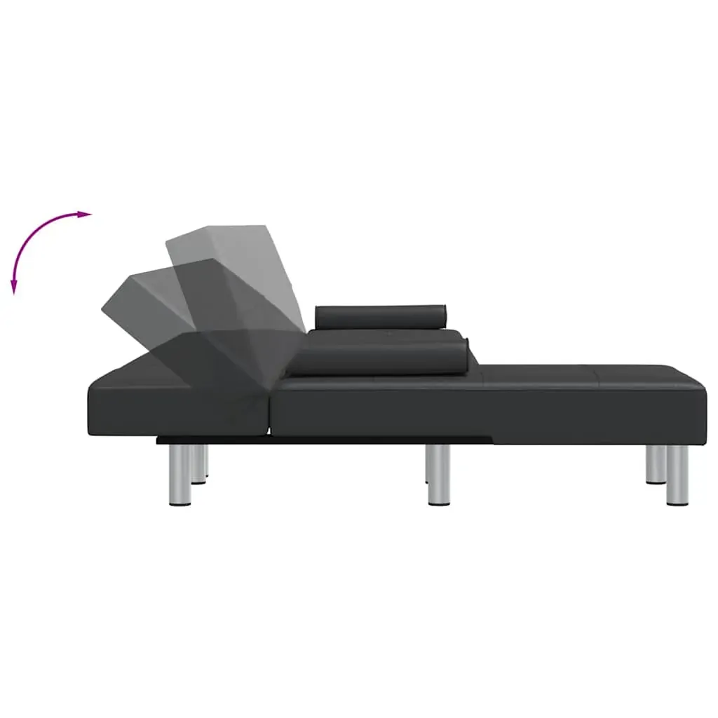 L-shaped Sofa Bed Black 255x140x70 cm Faux Leather Price