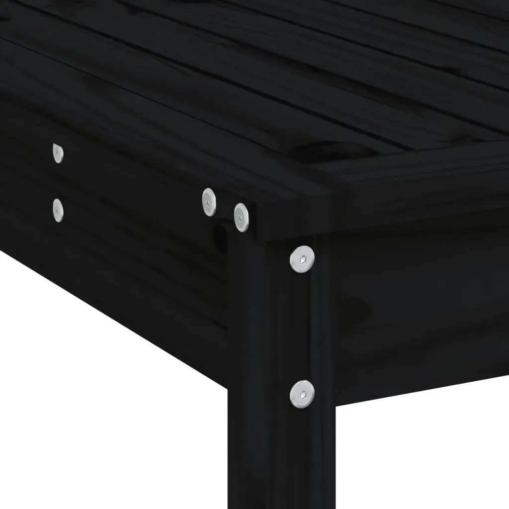 7 Piece Garden Bar Set Black Solid Wood Pine Price