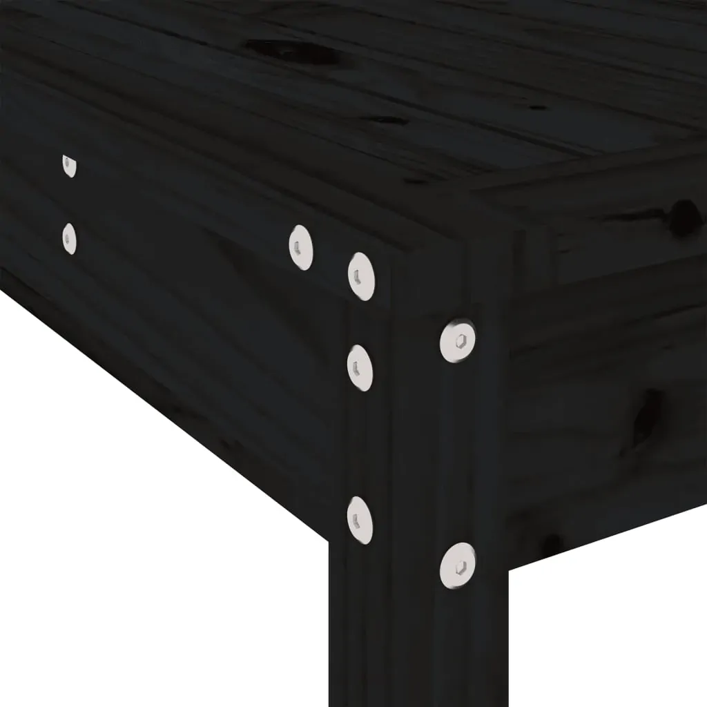 7 Piece Garden Bar Set Black Solid Wood Pine Price