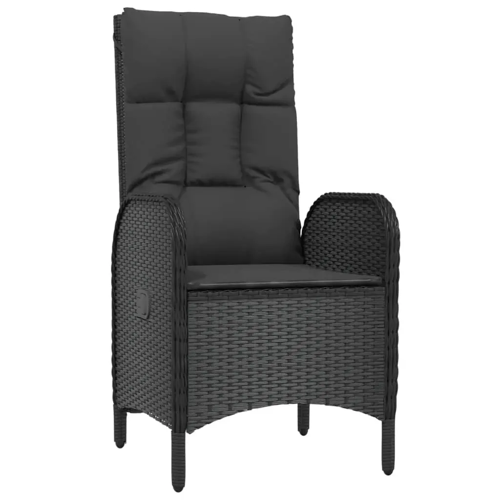 7 Piece Garden Dining Set with Cushions Black Poly Rattan Price