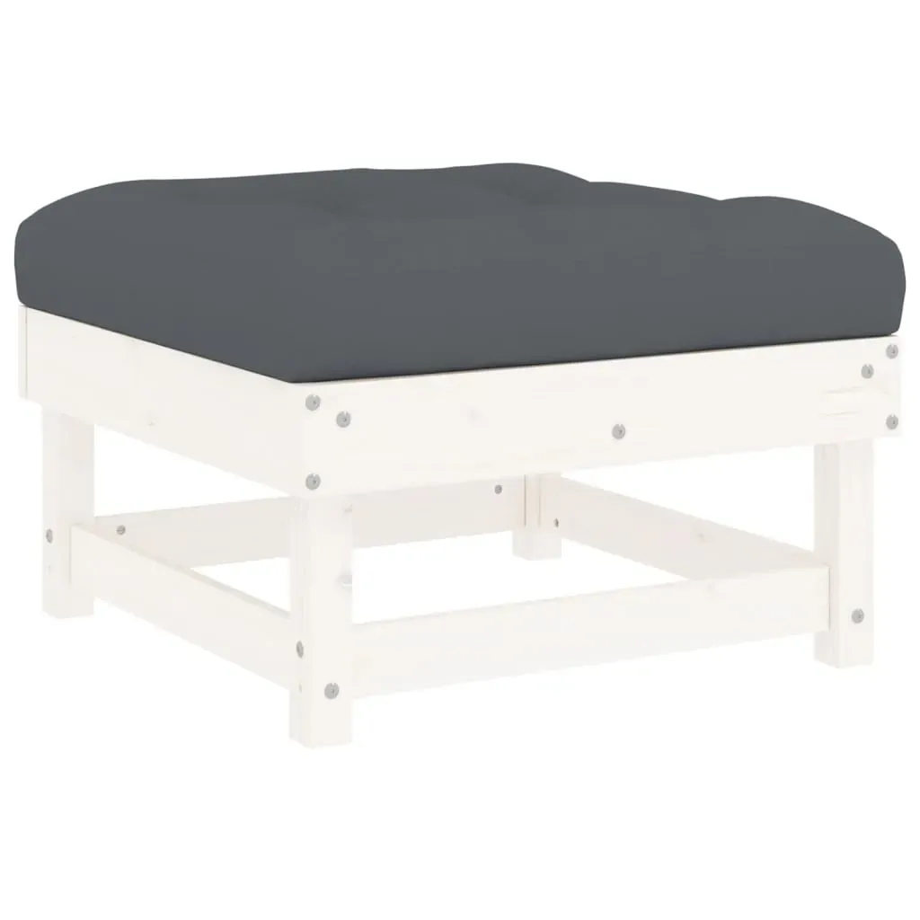7 Piece Garden Lounge Set with Cushions White Solid Wood Price
