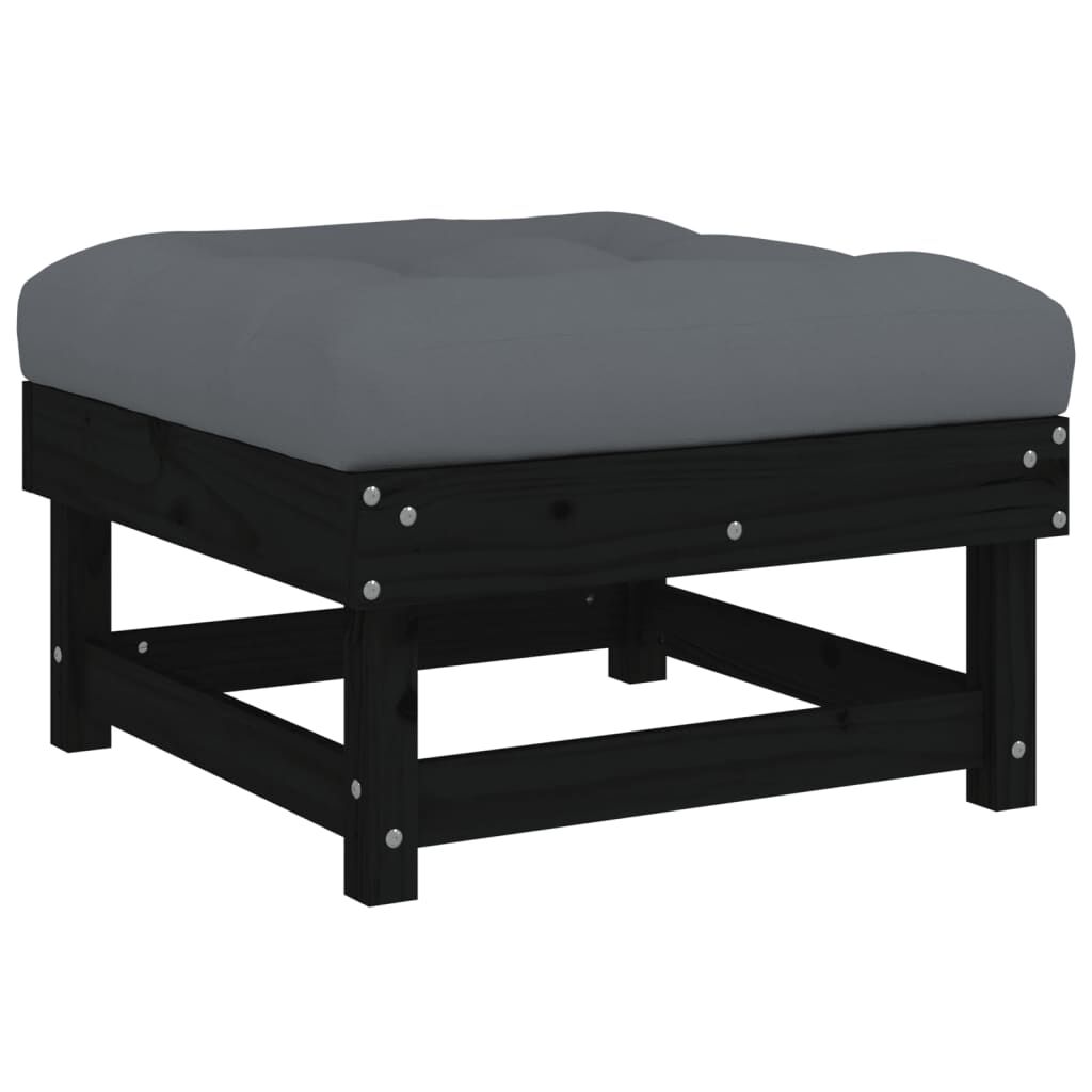 7 Piece Garden Lounge Set with Cushions Black Solid Wood Price