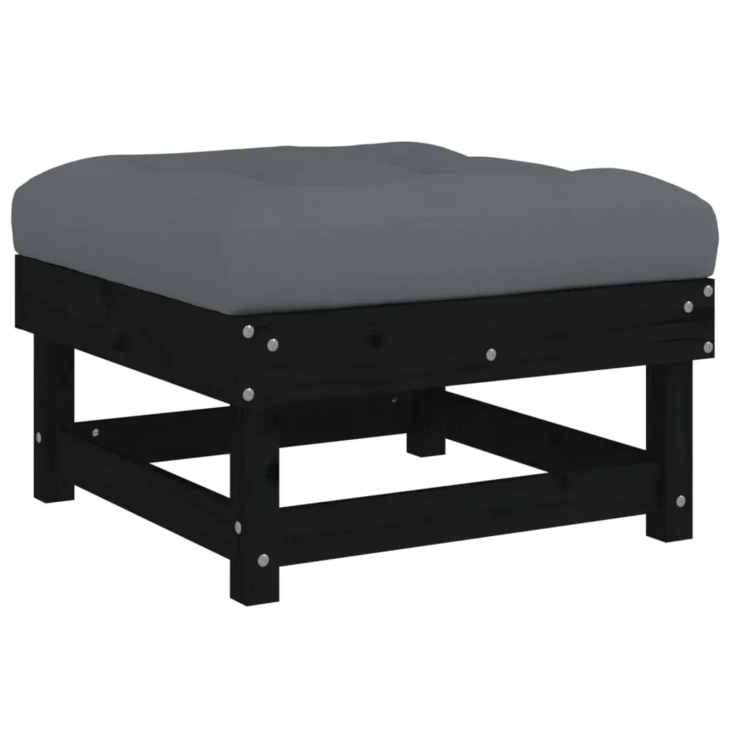 7 Piece Garden Lounge Set with Cushions Black Solid Wood Price
