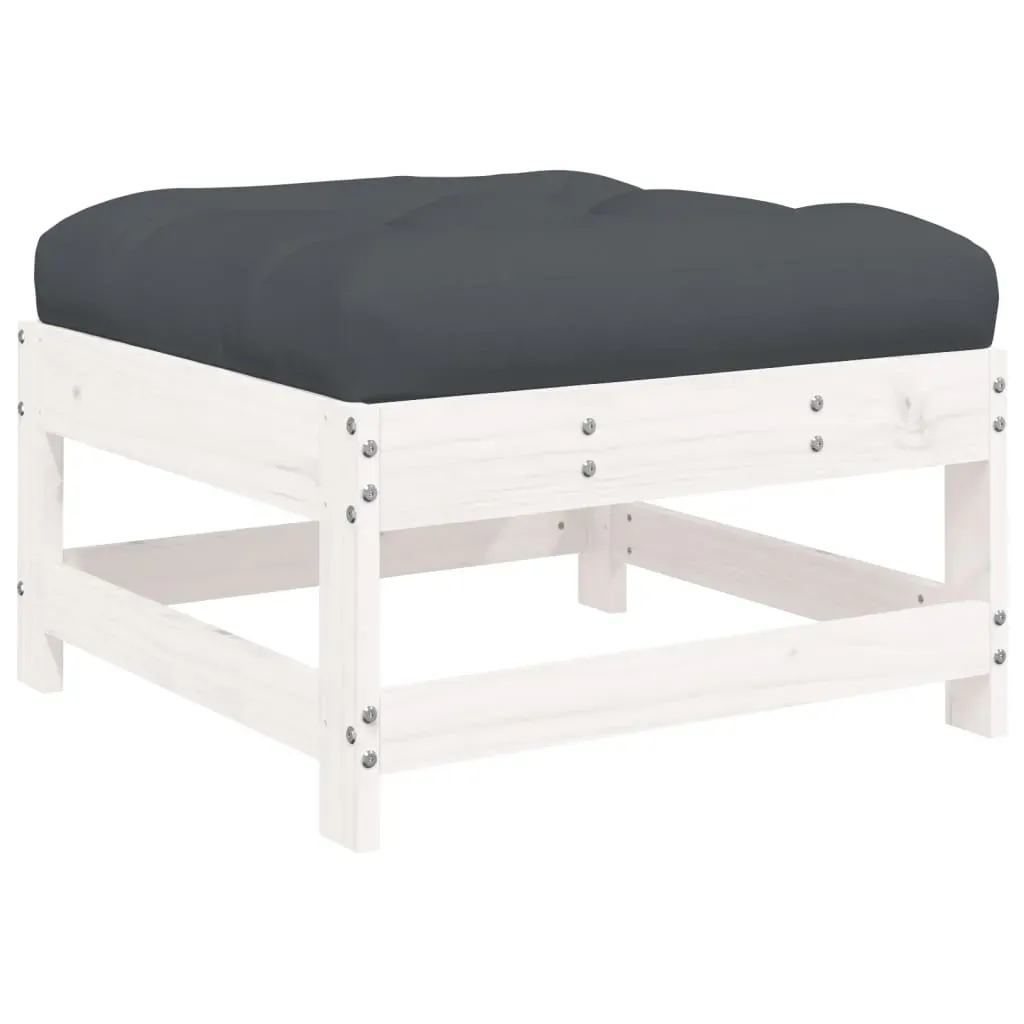 6 Piece Garden Lounge Set with Cushions White Solid Wood Price