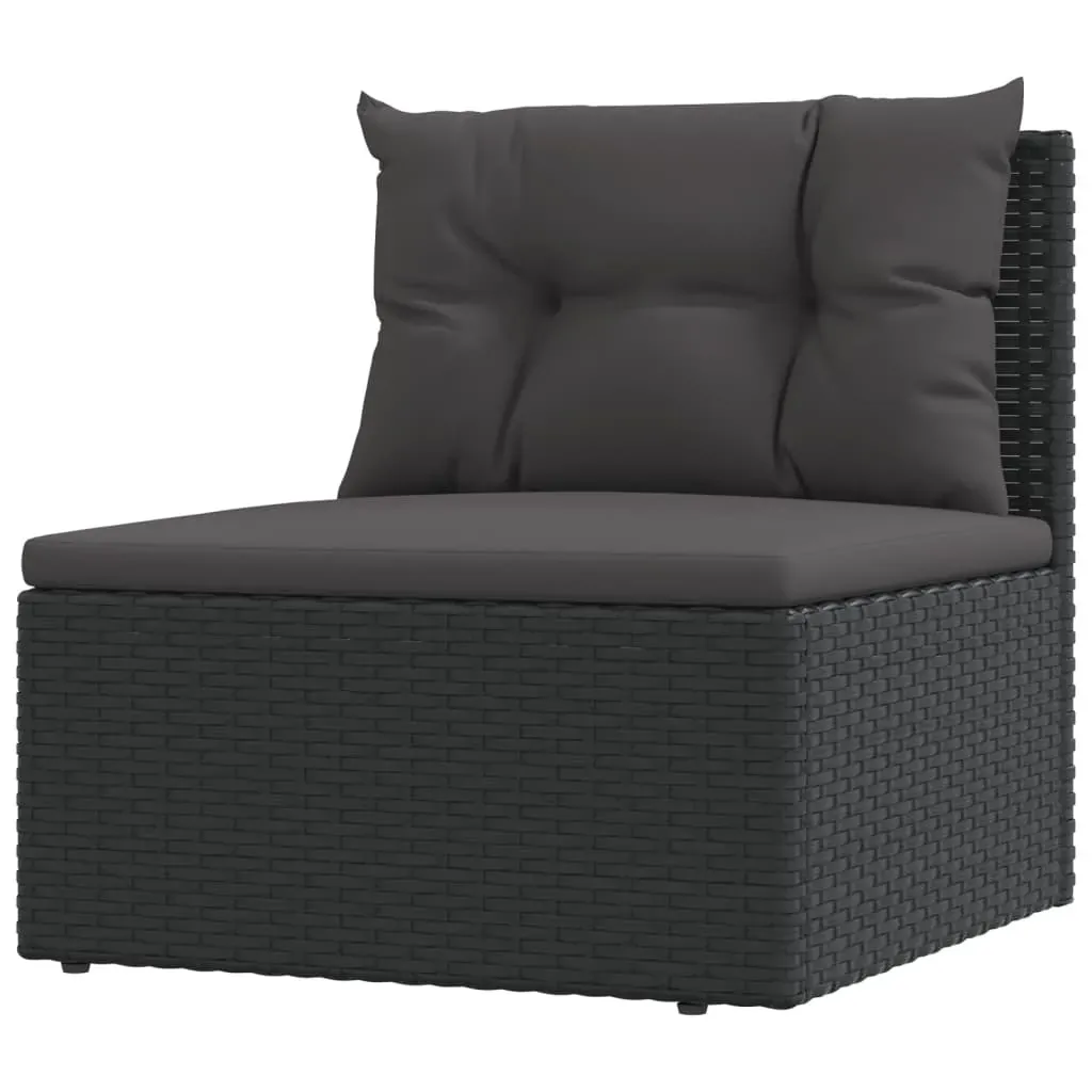 7 Piece Garden Lounge Set with Cushions Black Poly Rattan Price