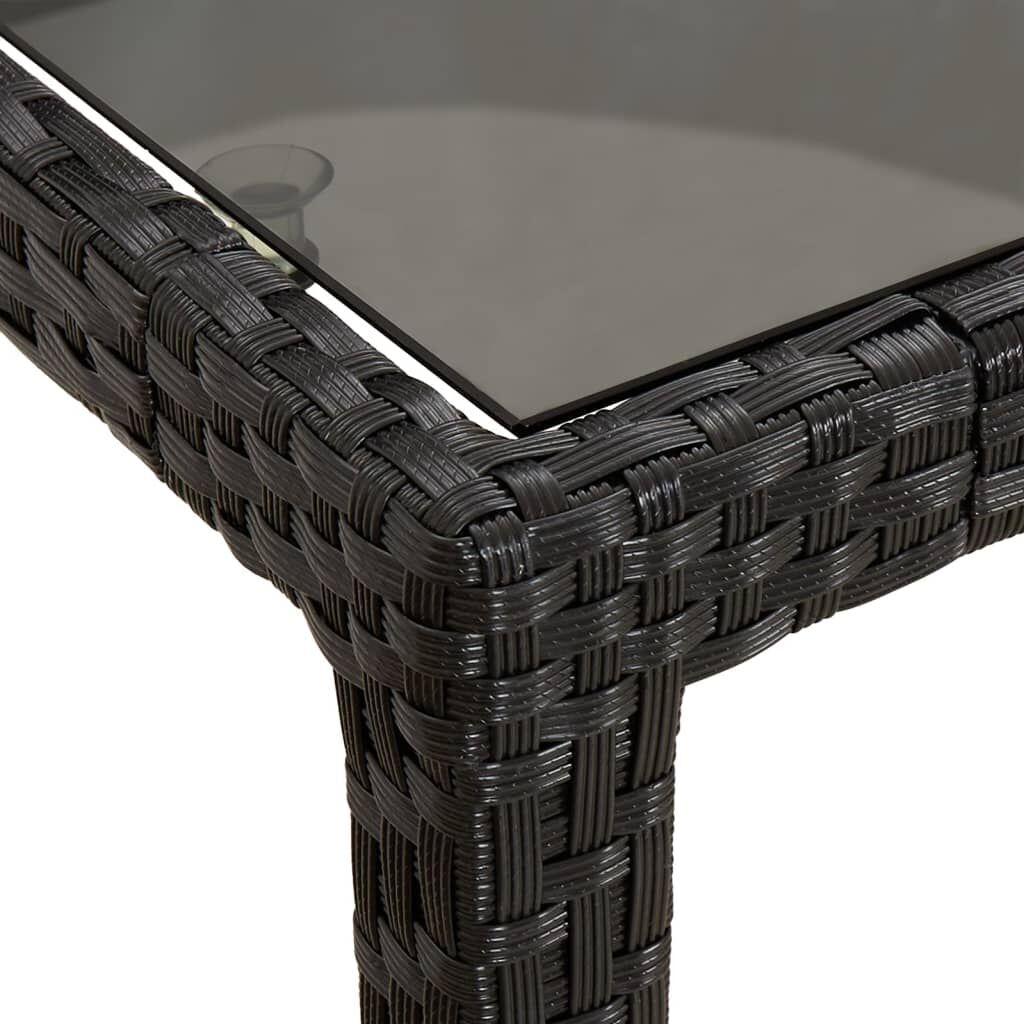 7 Piece Garden Dining Set with Cushions Black Poly Rattan Price