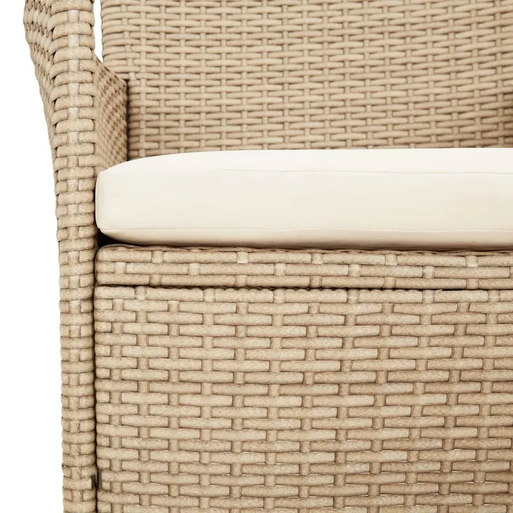 3 Piece Garden Bistro Set with Cushions Beige Poly Rattan Price