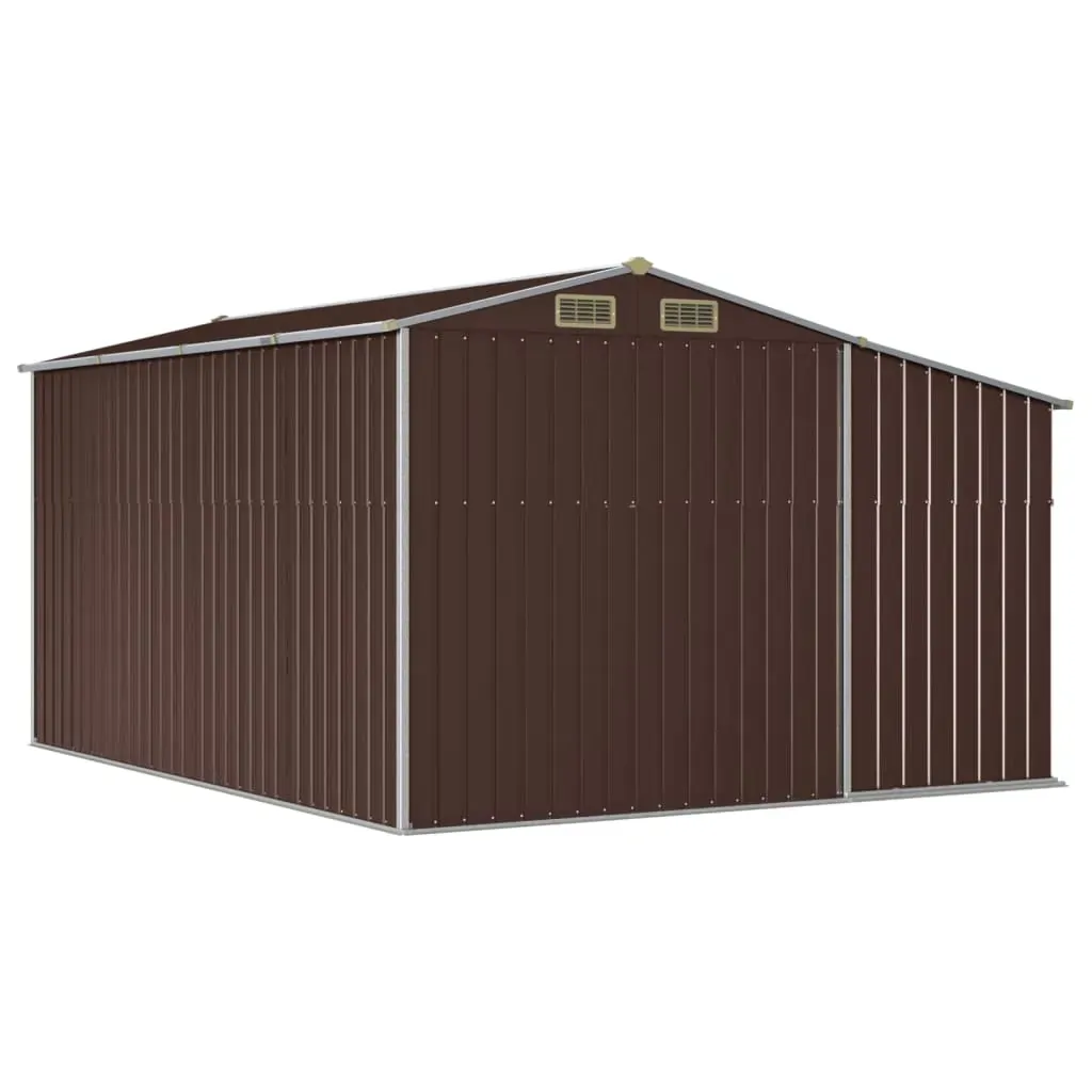 Garden Shed Brown 277x365.5x179 cm Galvanised Steel Price