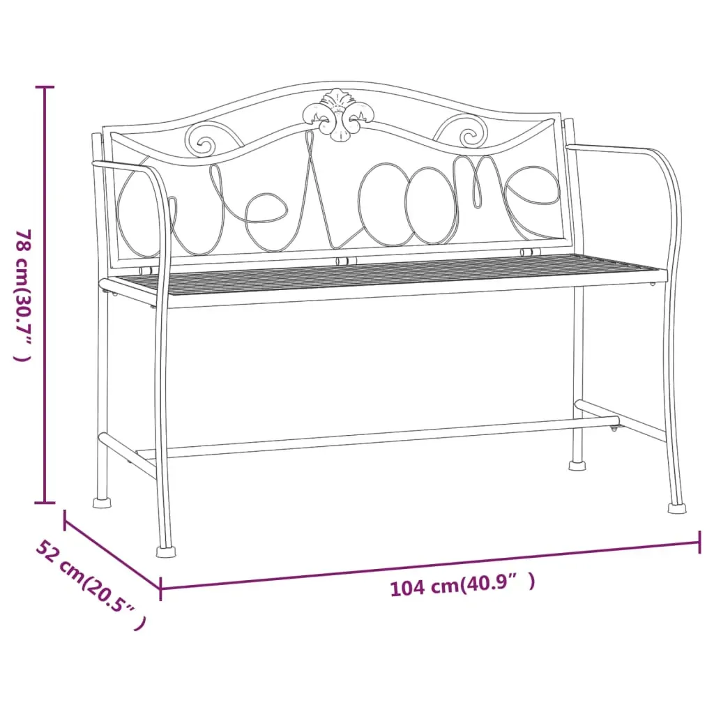 2-Seater Garden Bench 104 cm Black Steel Price