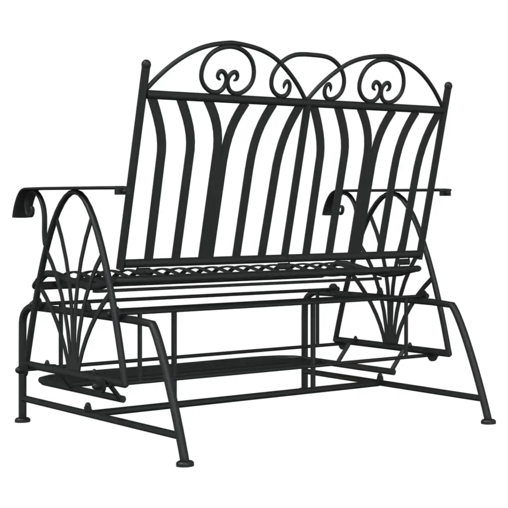 2-Seater Glider Bench 114 cm Black Steel Price