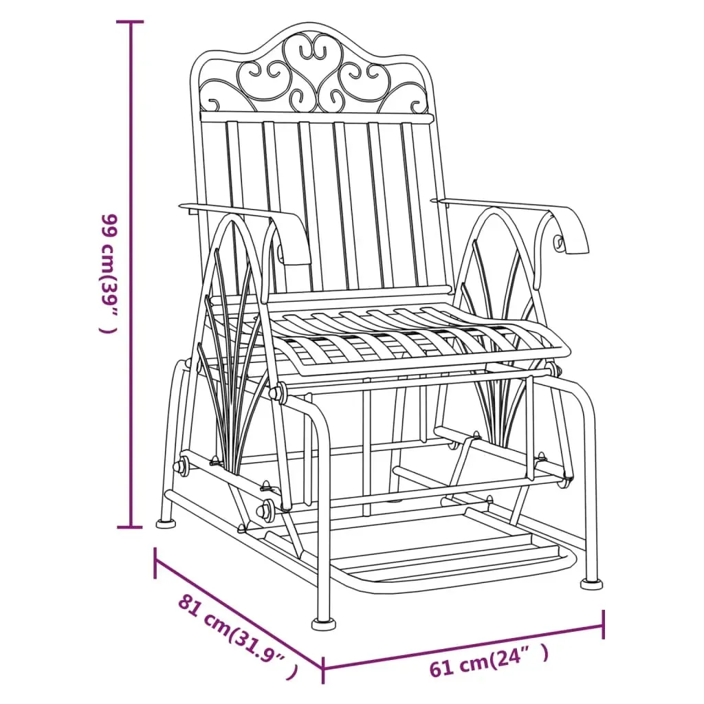 Glider Bench 61 cm Black Steel Price