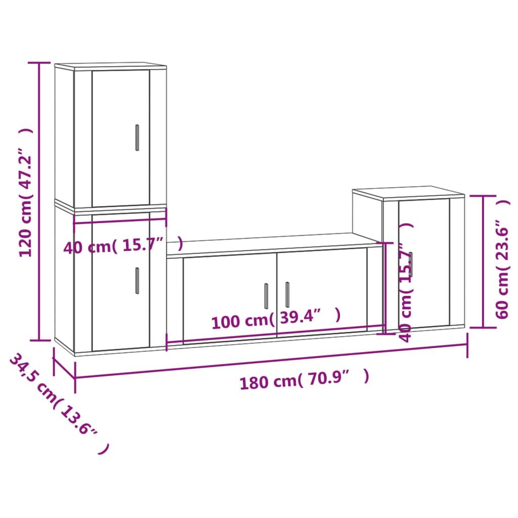4 Piece TV Cabinet Set White Engineered Wood Price