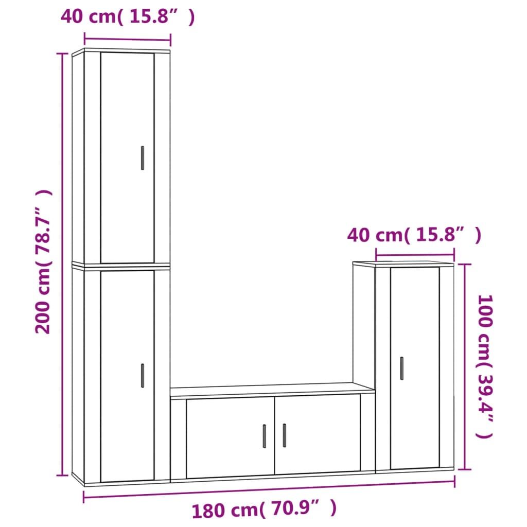 4 Piece TV Cabinet Set White Engineered Wood Price