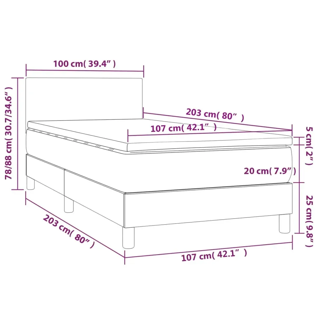 Box Spring Bed with Mattress Dark Grey 100x200 cm Fabric Price