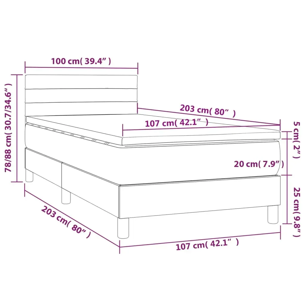 Box Spring Bed with Mattress Dark Grey 100x200 cm Fabric Price
