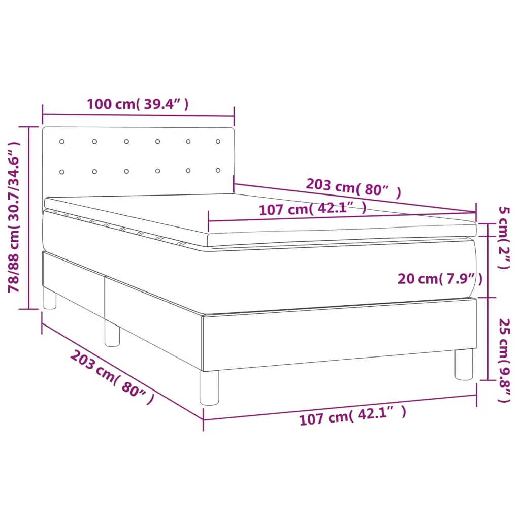 Box Spring Bed with Mattress Dark Grey 100x200 cm Fabric Price