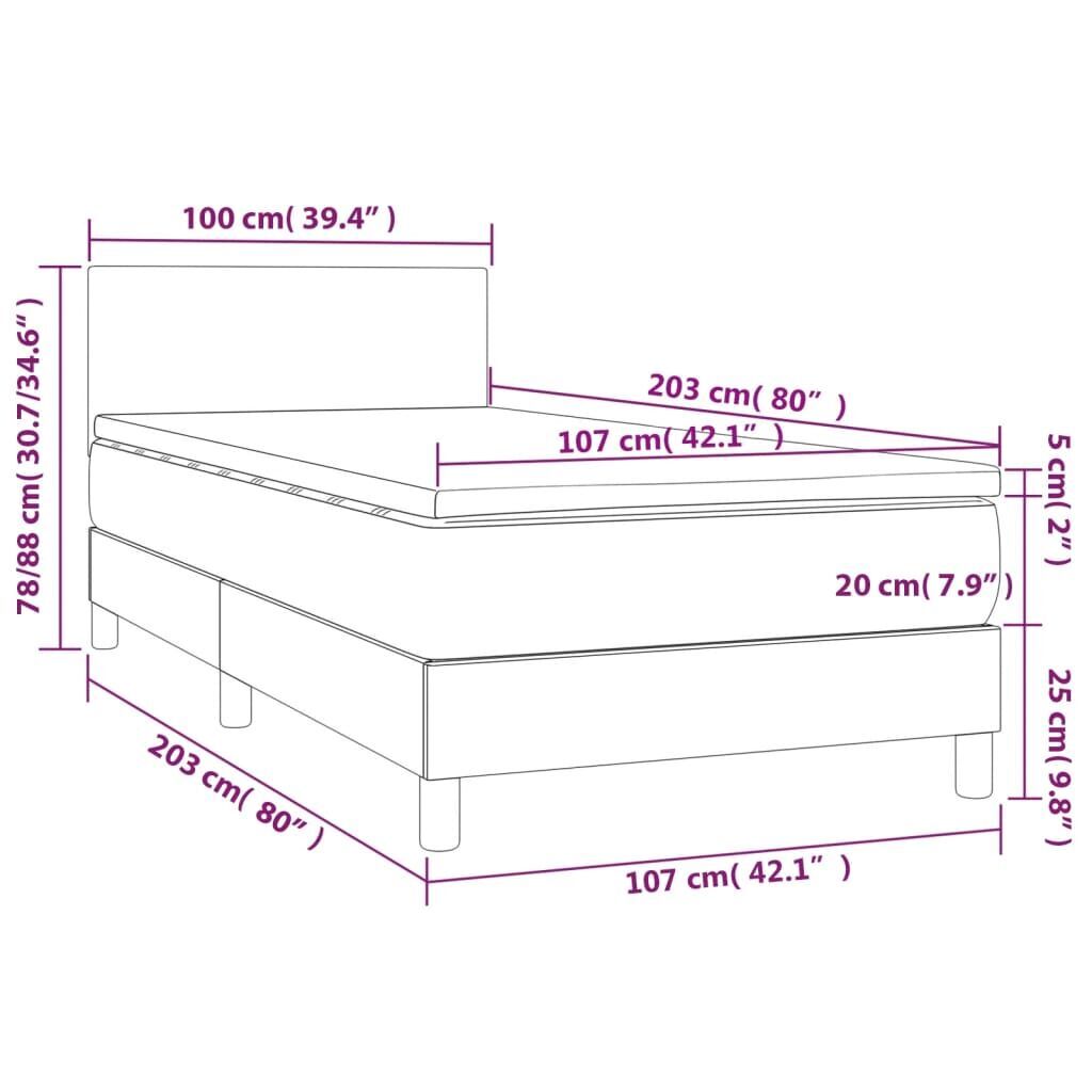 Box Spring Bed with Mattress&LED Dark Grey 100x200cm Fabric Price