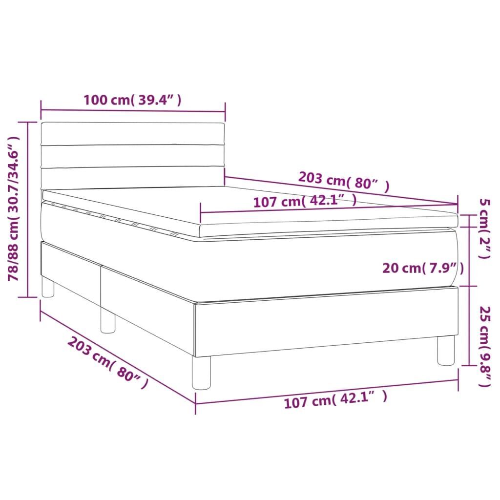 Box Spring Bed with Mattress&LED Dark Grey 100x200cm Fabric Price