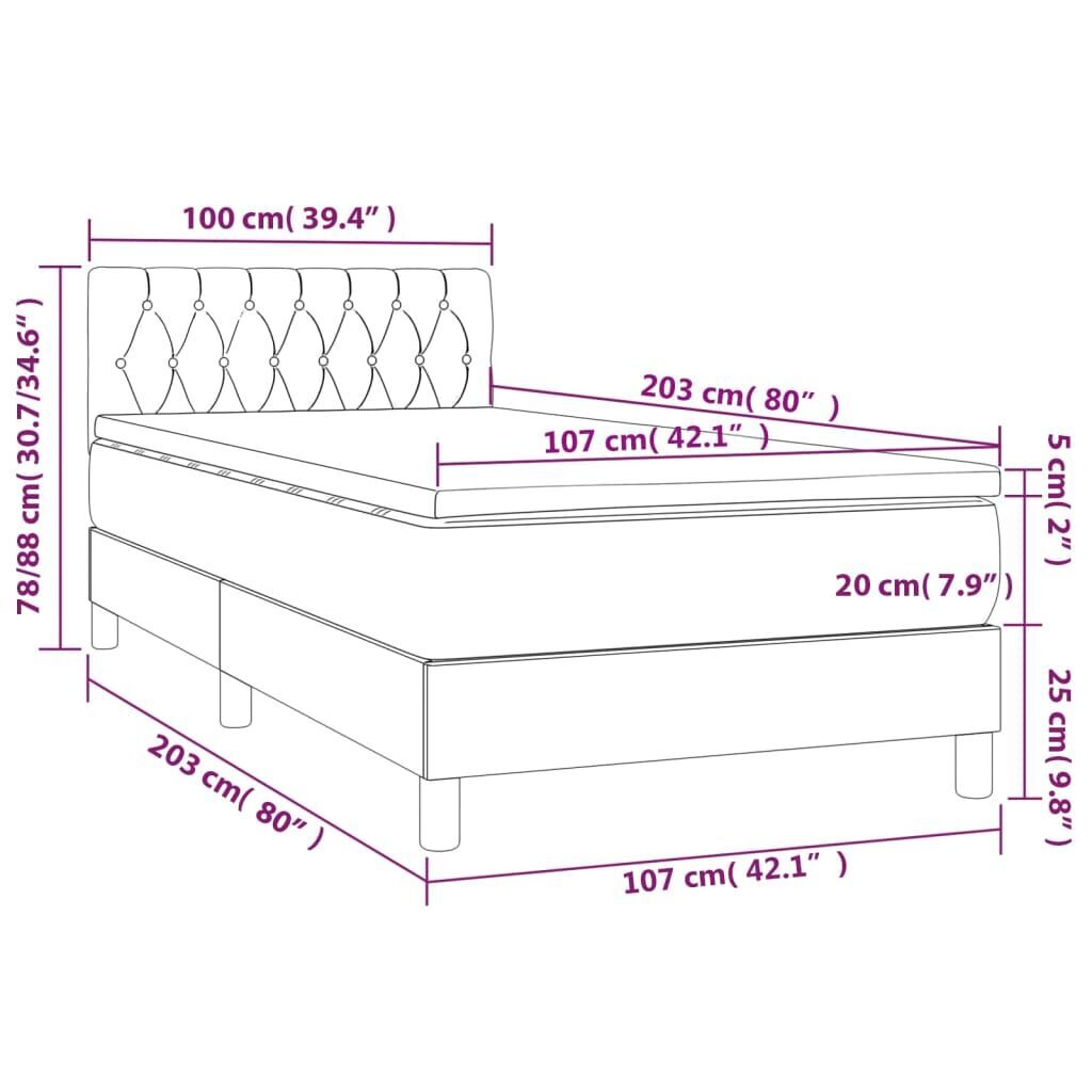 Box Spring Bed with Mattress&LED Dark Grey 100x200cm Fabric Price