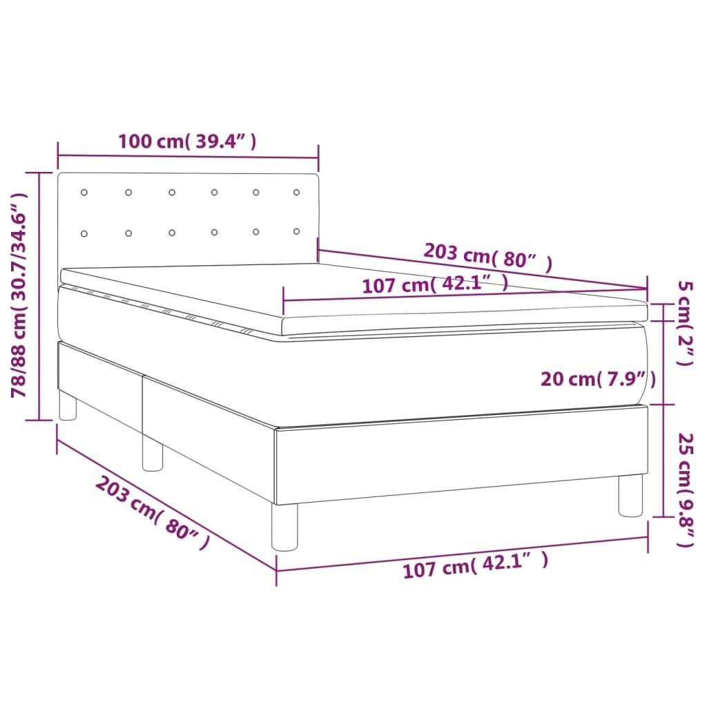 Box Spring Bed with Mattress&LED Dark Grey 100x200cm Fabric Price