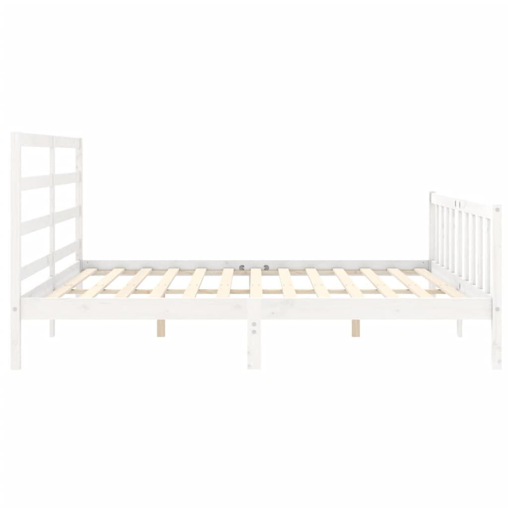 Bed Frame without Mattress White 183x203 cm King Solid Wood Pine Price