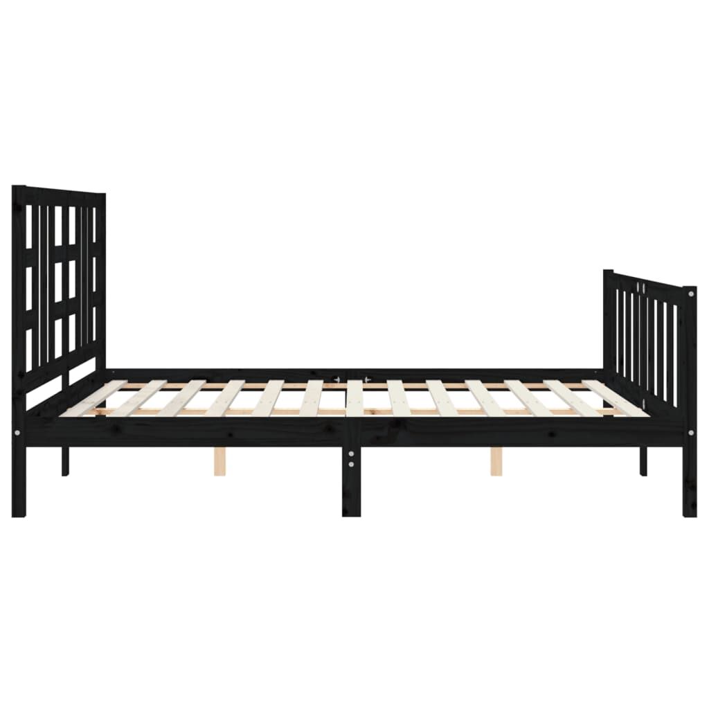 Bed Frame without Mattress Black 183x203 cm King Solid Wood Pine Price