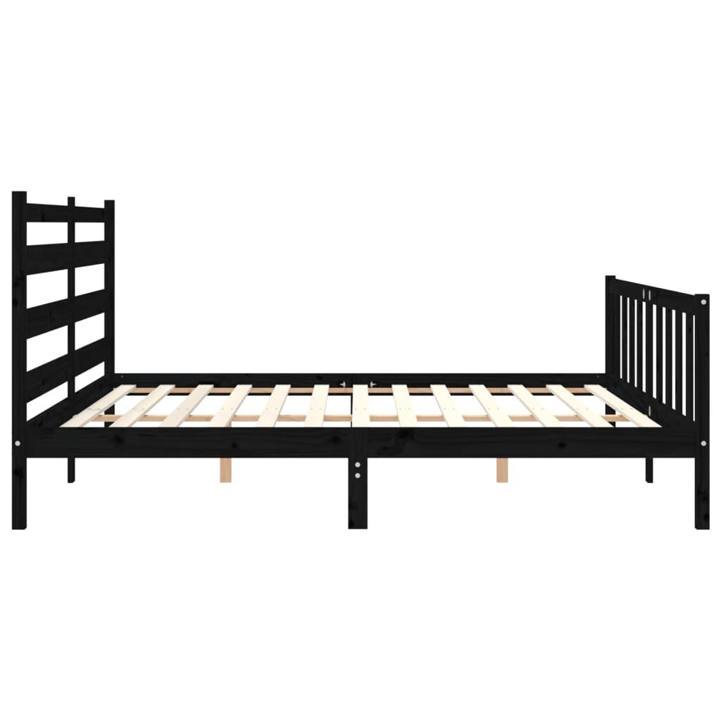 Bed Frame without Mattress Black 183x203 cm King Solid Wood Pine Price