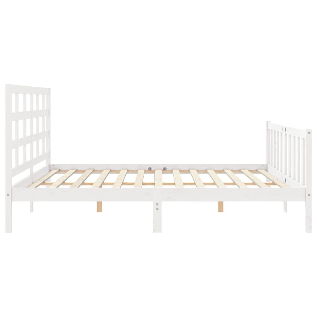 Bed Frame without Mattress White 183x203 cm King Solid Wood Pine Price
