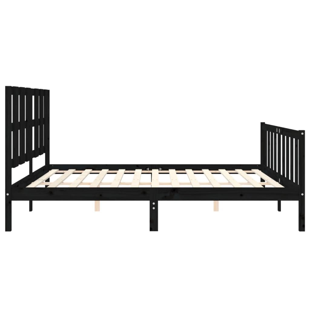 Bed Frame without Mattress Black 183x203 cm King Solid Wood Pine Price